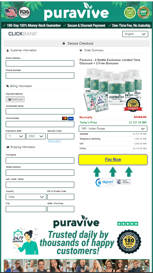 puravive checkout page